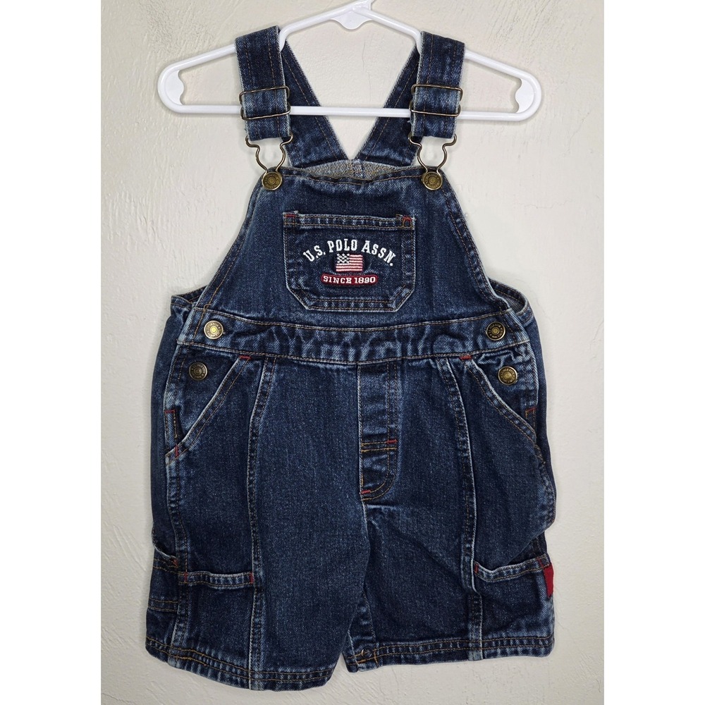 Vintage Denim Overalls U.S. Polo Assn USA American Flag 24 Months 4th Of July